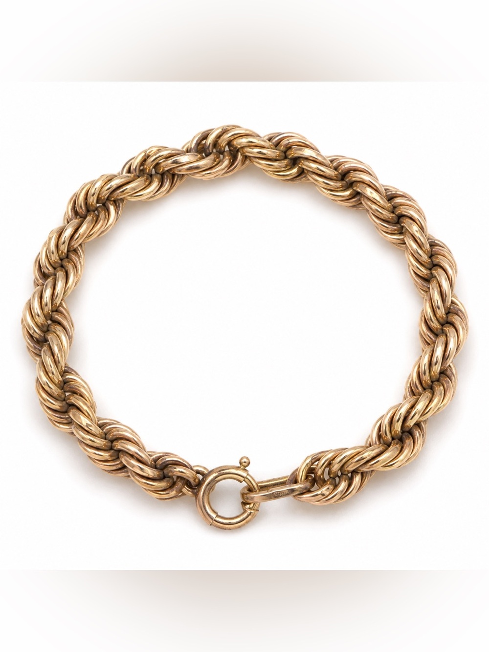 Vintage 1/20 12K Gold Filled Double Rope Chain Bracelet Spring Ring Clasp